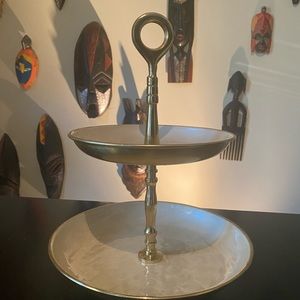 Two Tiered Faux Mother of Pearl Tray